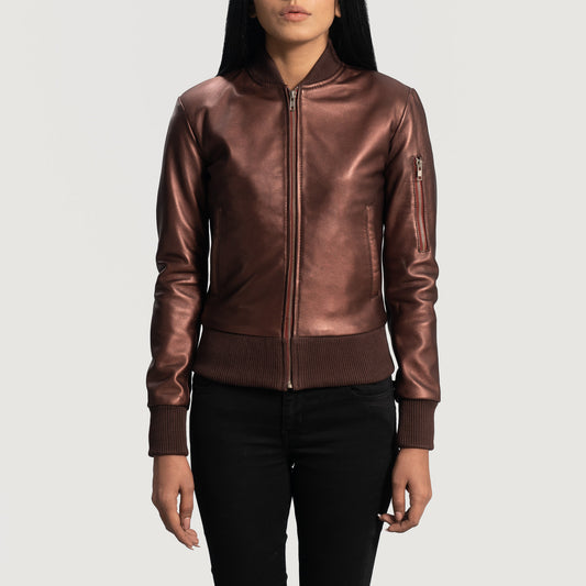 Buy Best Classic Looking Fashion Reida Maroon Leather Bomber Jacket