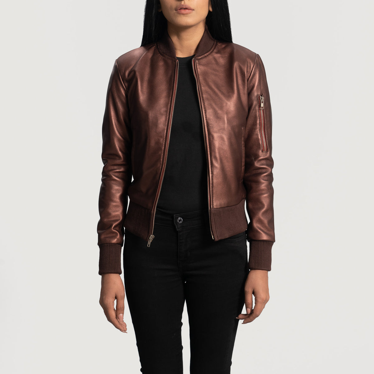 Reida Color Reida Maroon Leather Bomber Jacket | Buy Now – rfxleather.com