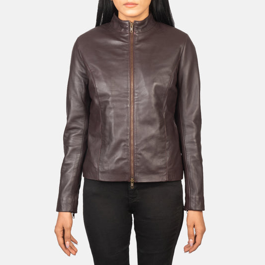 Buy Best Looking Style Fashion Rumella Maroon Leather Biker Jacket