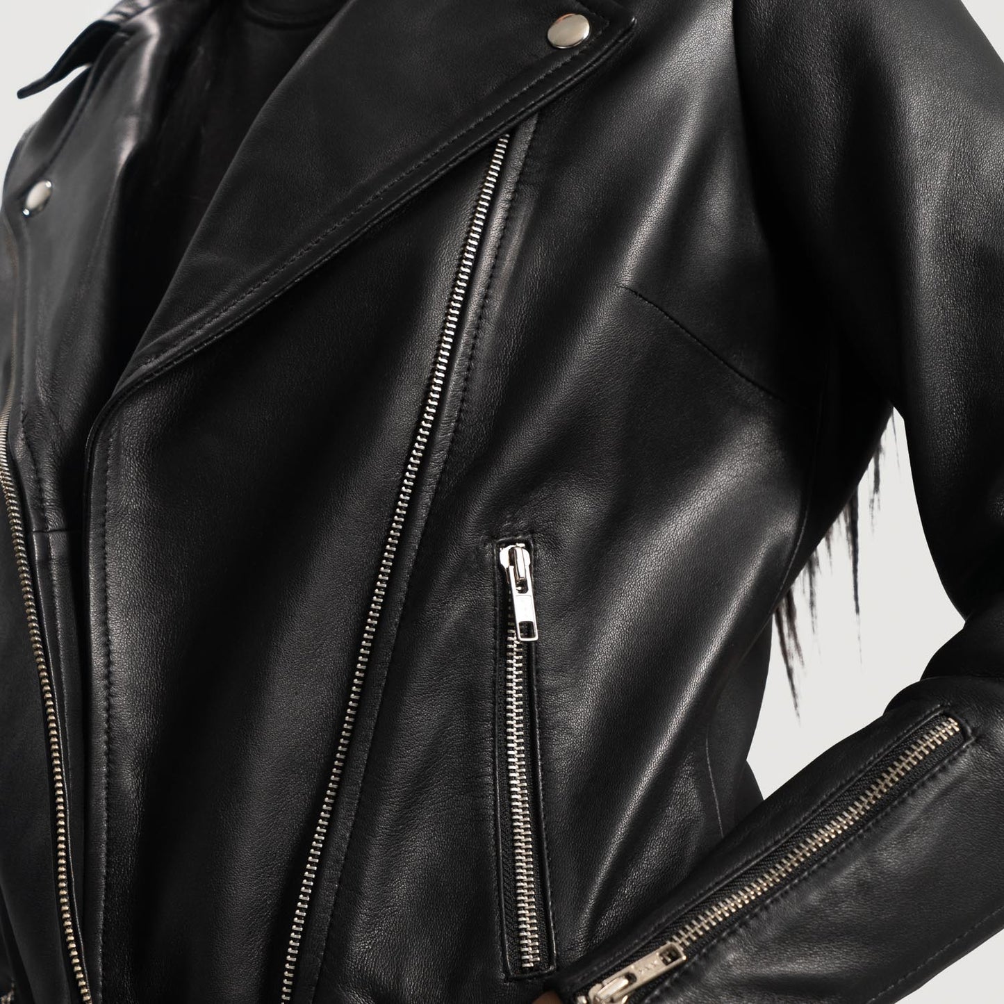 Buy Best Classic Looking Fashion Rumy Black Leather Biker Jacket
