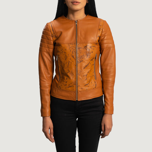 Buy Best Classic Looking Fashion Sandy Tan Dye Leather Biker Jacket