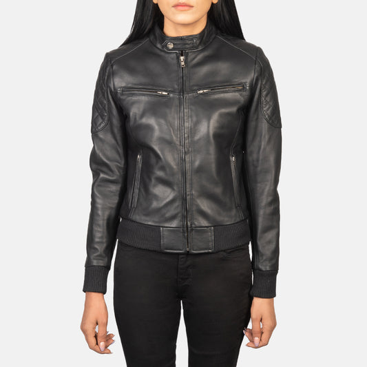 Buy Best Classic Looking Fashion Zenna Black Leather Bomber Jacket