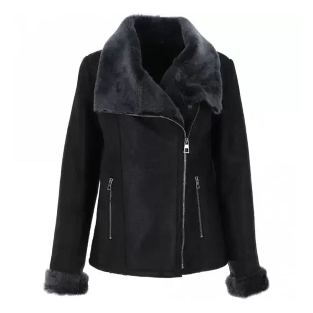 Women Aviator Shearling Leather Jacket