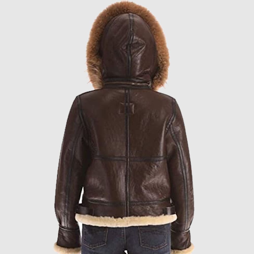 Women’s B3 Real Shearling Sheepskin Fur Bomber Leather Jacket