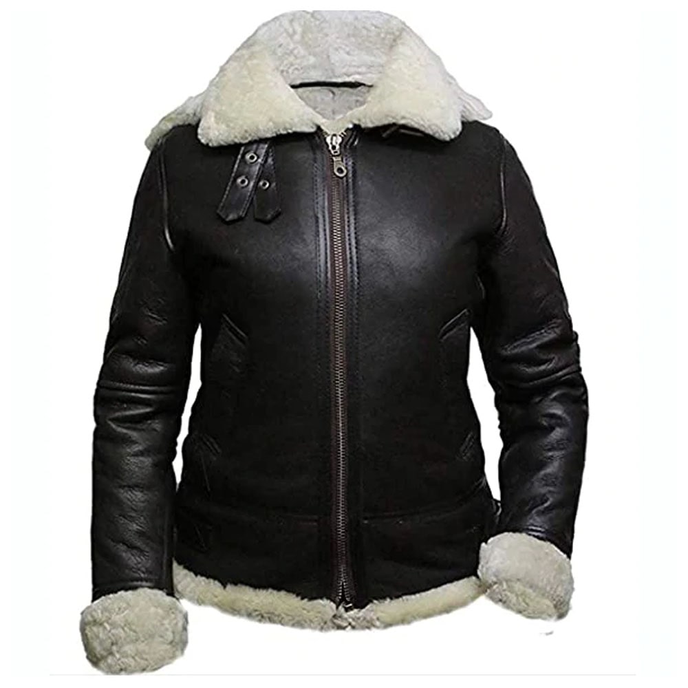 Womens B3 WWII Fur Leather Aviator Shearling Jacket