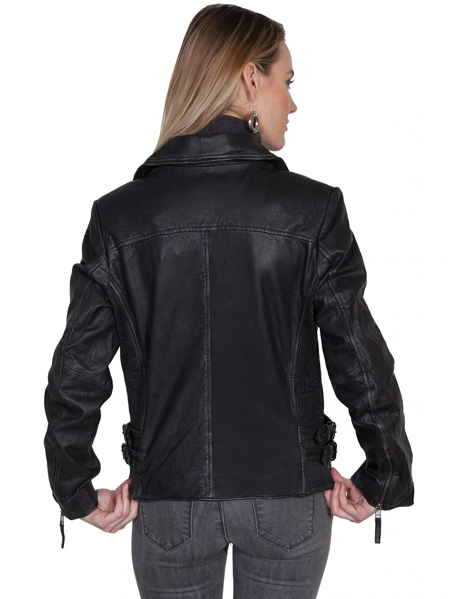 Womens Black Leather Motorcycle Jacket
