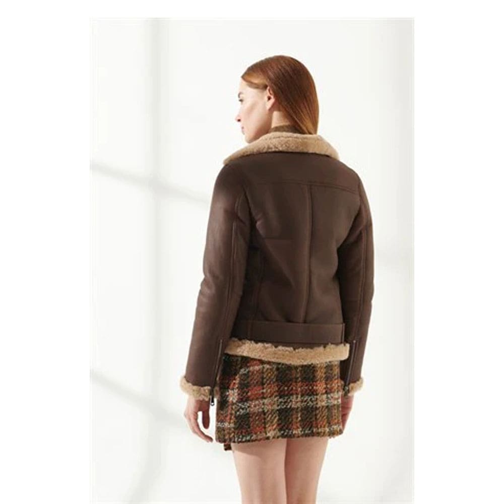 Women’s Chocolate Brown Shearling Leather Jacket