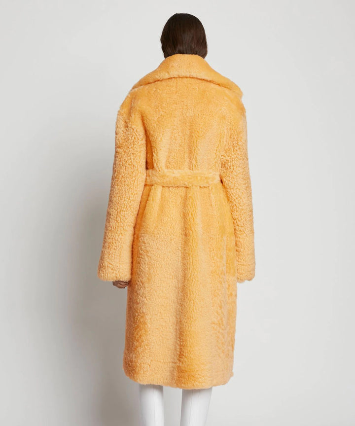 Buy Womens Apricot Soft Curly Fur Shearling Long Coat