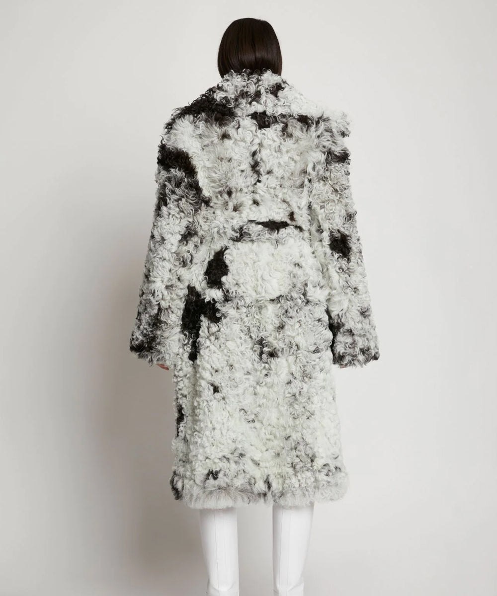 Buy Womens Black & White Fur Shearling Long Coat