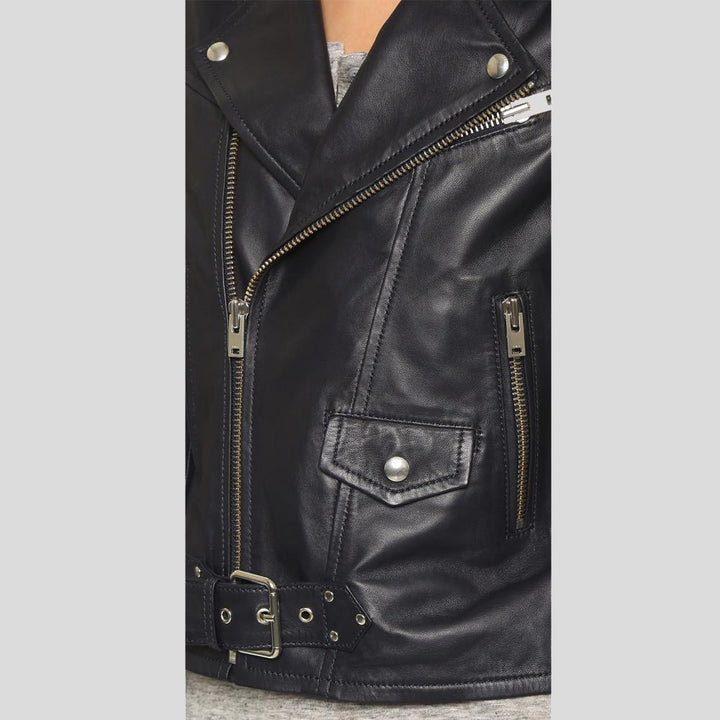 Buy Best Fashion Zora Black Biker Leather Jacket
