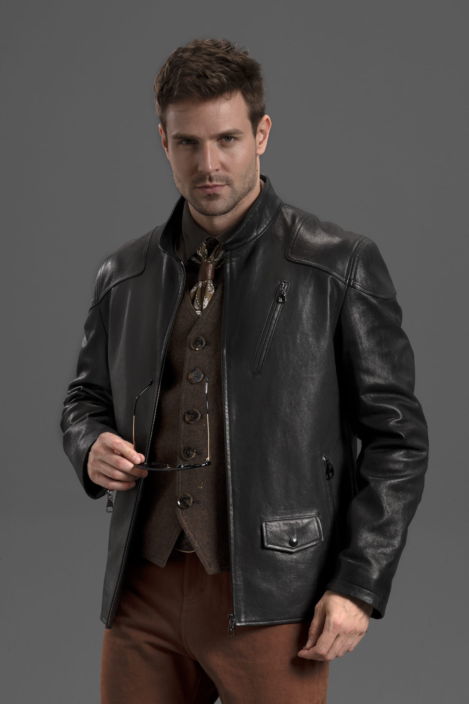 Matte Black Goatskin Bomber Leather Jacket