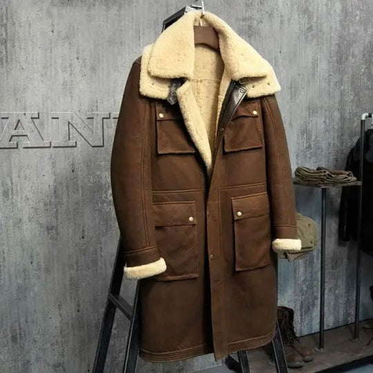 Buy Best Men’s Shearling Coat Men’s Fur Parka. Imports Wool From Australia Sheepskin Jacket Black And Light