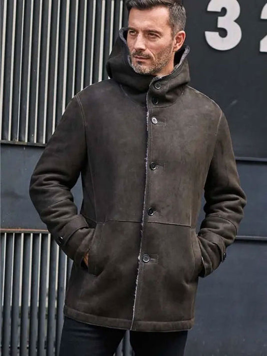 Mink Fur Coat Warm Winter Overcoat Oversize Parkas Hooded Black Leather Outwear