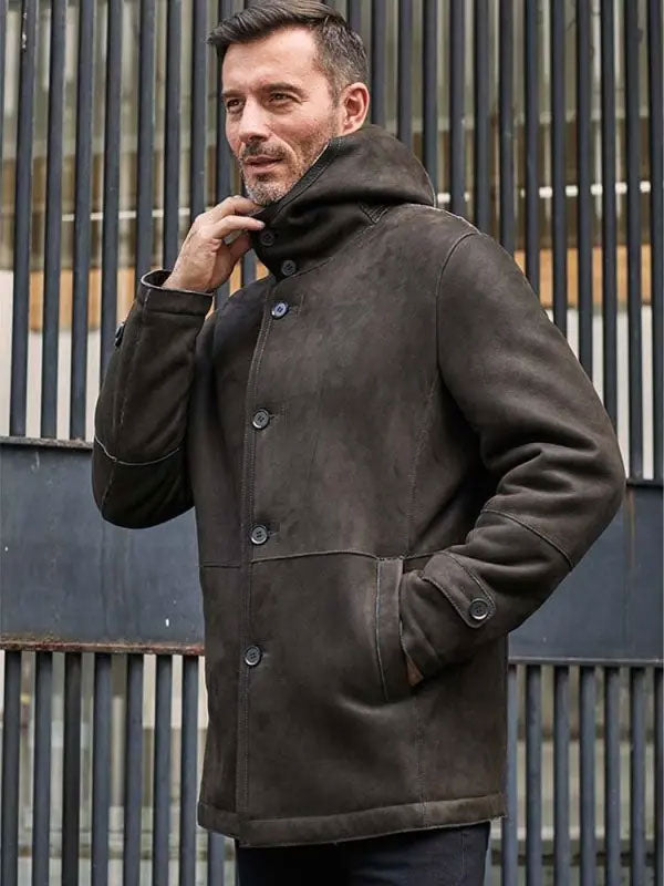 Mink Fur Coat Warm Winter Overcoat Oversize Parkas Hooded Black Leather Outwear