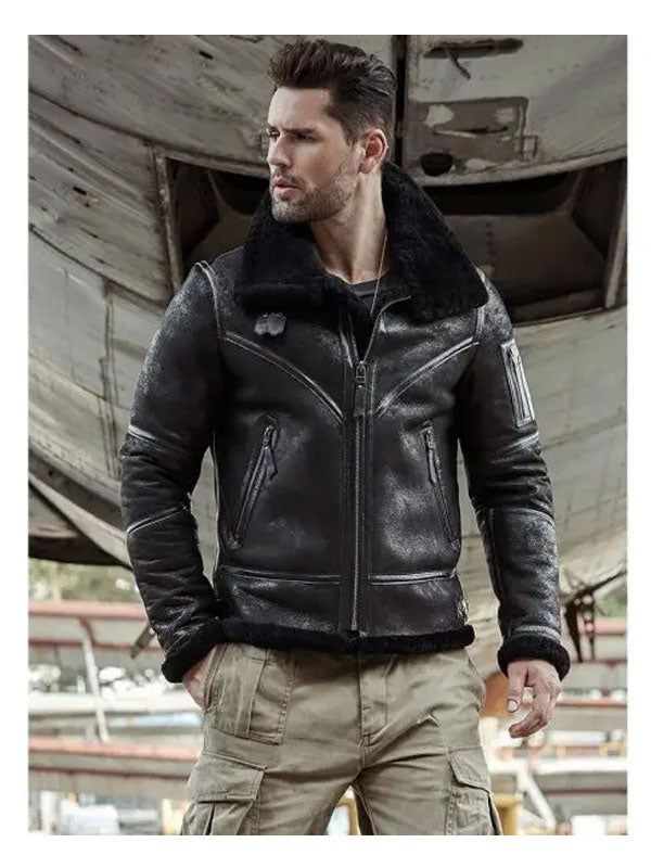 Buy Best priceTrendy Fashion Aviator Winter Coat Fur Bomber Leather Jacket
