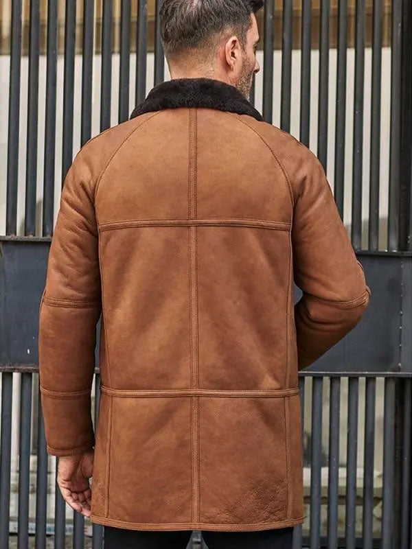 Winter Outwear Natural Sheepskin Leather Jacket Hooded Fur Overcoat
