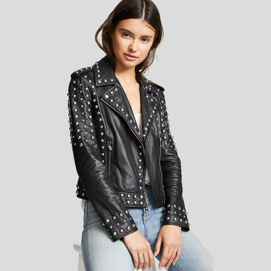 Jasmine Black Studded Leather Jacket