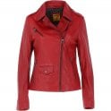 Buy Best Women's Side Zip Leather Red Biker Jacket