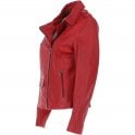 Buy Best Women's Side Zip Leather Red Biker Jacket