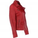 Buy Best Women's Side Zip Leather Red Biker Jacket